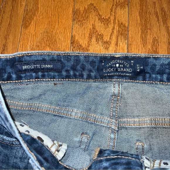 NWT Lucky Brand Bridgette Skinny Distressed Leopard Print Ankle Jeans Size 4/27 - Picture 5 of 12